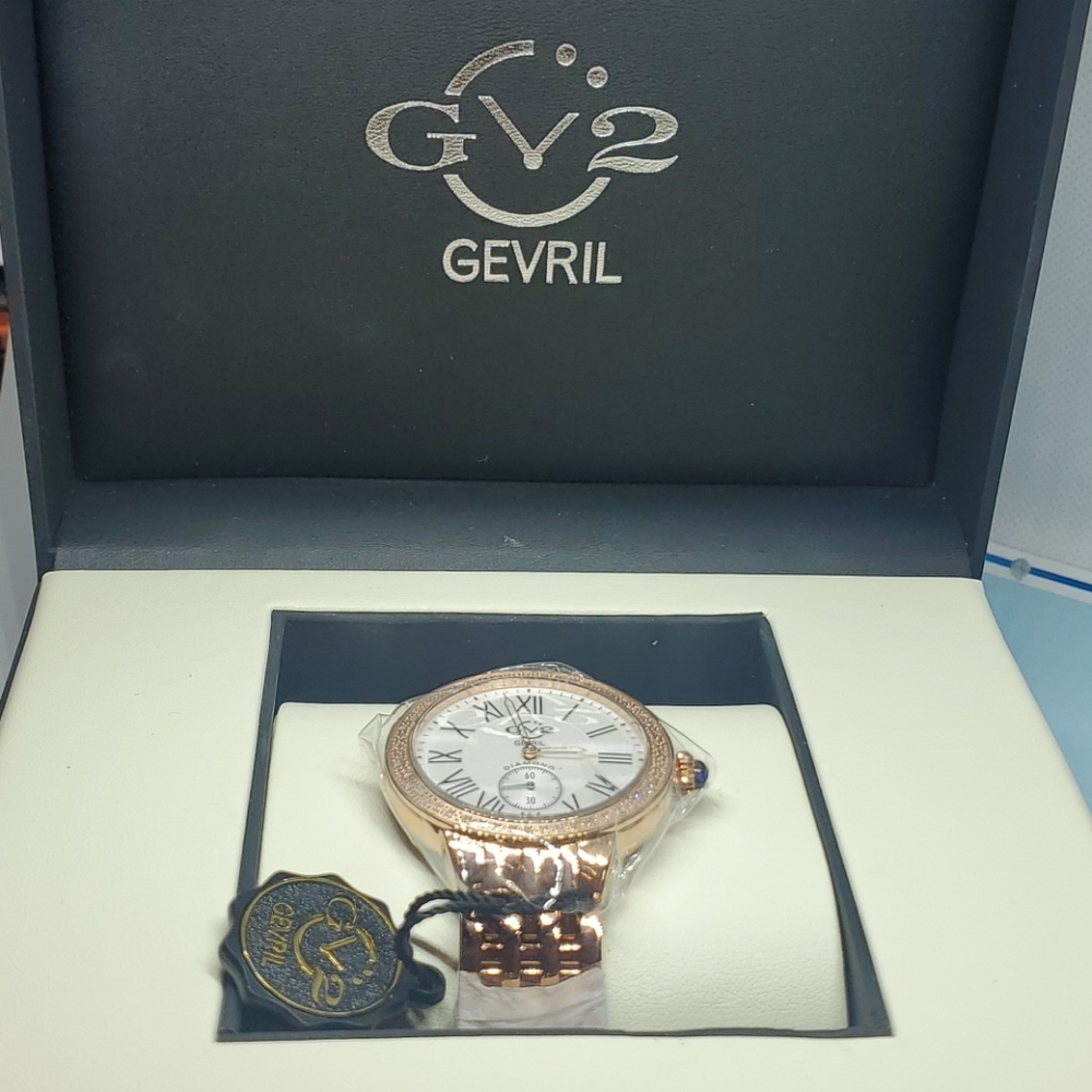 Rose Gold Real Diamond Bezel Watch GV2 BY GEVRIL - Picture 14 of 16